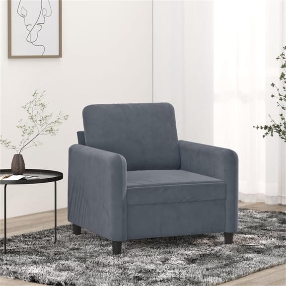 Bowery Hill Contemporary Single Sofa Chair in Dark Grey Polyester
