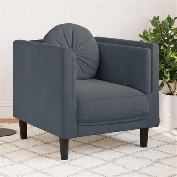 Bowery Hill Contemporary Single Sofa Chair in Dark Grey Velvet