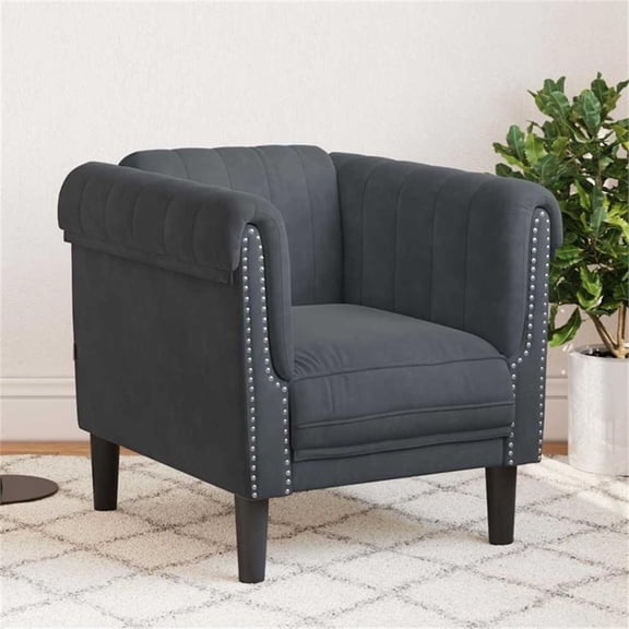 Bowery Hill Contemporary Single Sofa Chair in Dark Grey Velvet