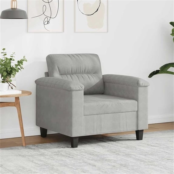Bowery Hill Contemporary Single Sofa Chair in Light Grey Microfiber