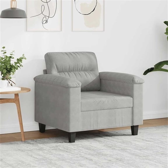 Bowery Hill Contemporary Single Sofa Chair in Light Grey Microfiber