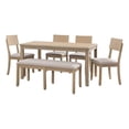 thumbnail image 1 of Bowery Hill Contemporary Six Piece Wood Dining Set in Washed Gray, 1 of 21
