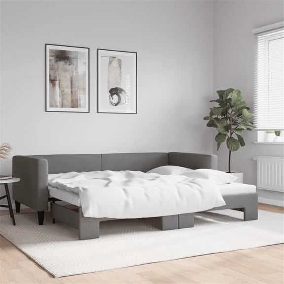Bowery Hill Contemporary Sleeper Sofa Day Bed in Dark Gray Finish