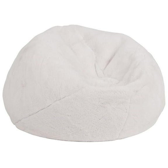 Bowery Hill Contemporary Small Faux Fur Bean Bag Chair in White