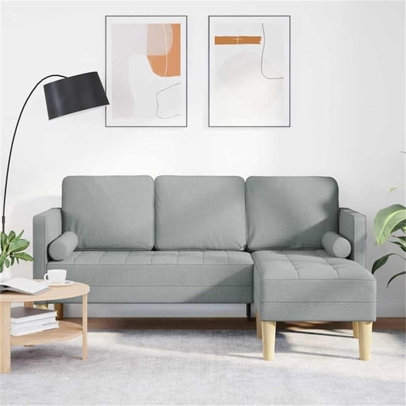 Bowery Hill Contemporary Sofa Set in Light Gray Finish Fabric