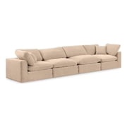 Bowery Hill Contemporary Soft Beige Velvet 4-Piece Modular Sofa