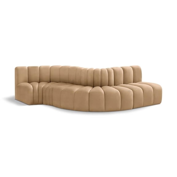 Bowery Hill Contemporary Soft Camel Velvet Modular Sectional
