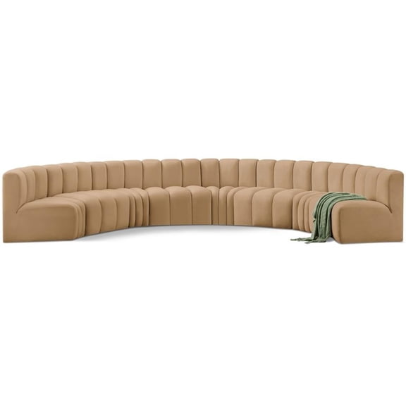 Bowery Hill Contemporary Soft Camel Velvet Modular Sectional