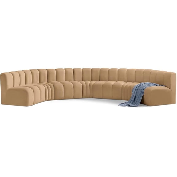 Bowery Hill Contemporary Soft Camel Velvet Modular Sectional