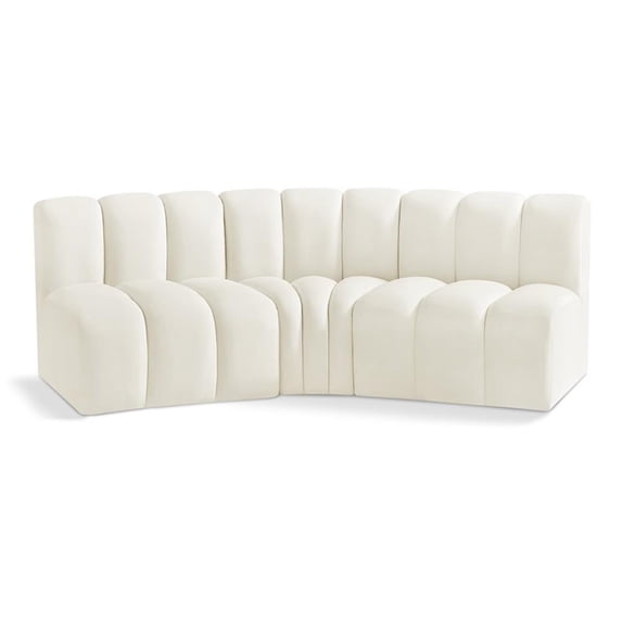 Bowery Hill Contemporary Soft Cream Velvet Modular Sectional