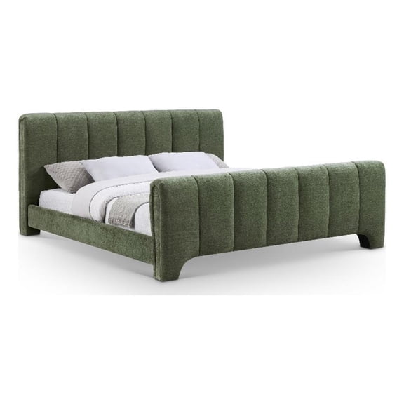 Bowery Hill Contemporary Soft Green Chenille Fabric Full Bed