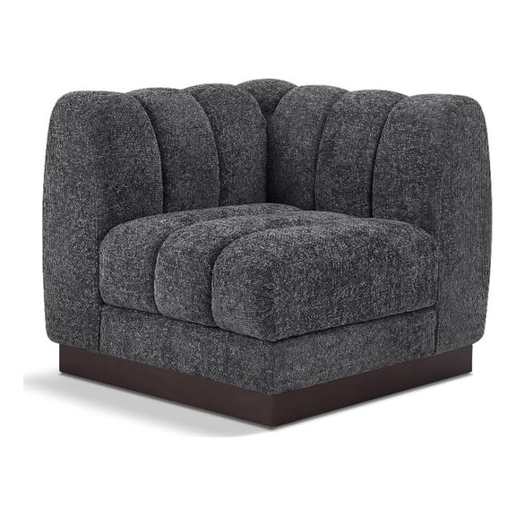 Bowery Hill Contemporary Soft Grey Chenille Fabric Corner Chair
