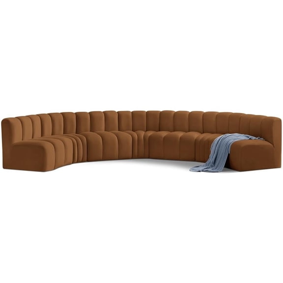 Bowery Hill Contemporary Soft Saddle Velvet Modular Sectional