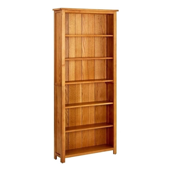 Bowery Hill Contemporary Solid Oak Wood Bookcase in Brown Finish