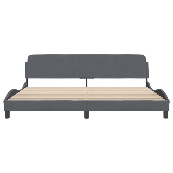 Bowery Hill Contemporary Solid Pine Wood Bed Frame in Dark Grey