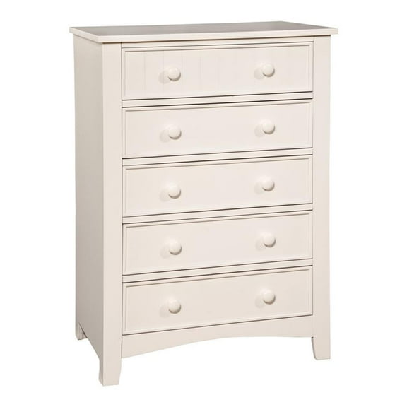 Bowery Hill Contemporary Solid Wood 5-Drawer Chest in White Finish