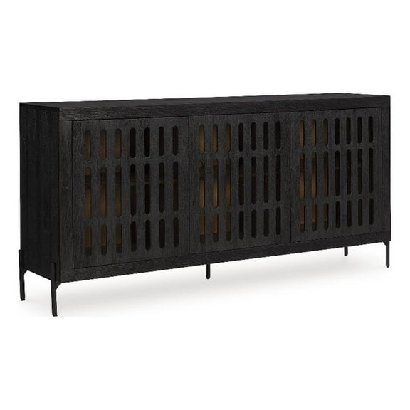 Bowery Hill Contemporary Solid Wood Black & Natural Accent Cabinet