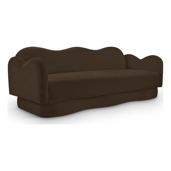 Bowery Hill Contemporary Solid Wood Frame Brown Durable Velvet Sofa