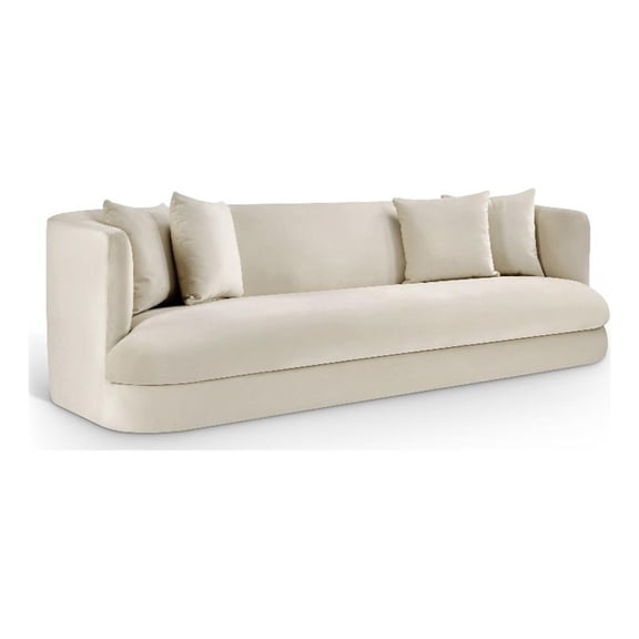 Bowery Hill Contemporary Solid Wood Frame Cream Durable Velvet Sofa