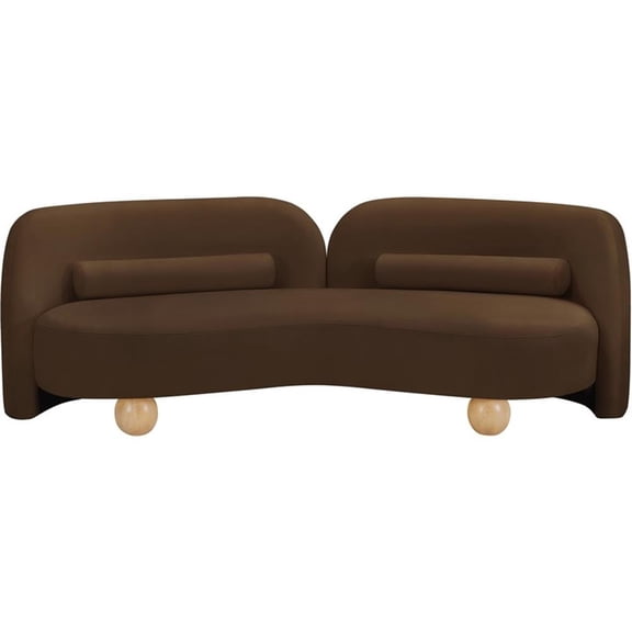 Bowery Hill Contemporary Solid Wood Frame Rich Brown Durable Velvet Sofa