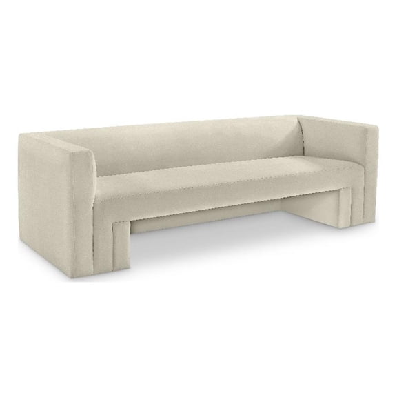 Bowery Hill Contemporary Solid Wood Frame Rich Cream Velvet Sofa