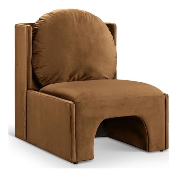 Bowery Hill Contemporary Solid Wood Frame Saddle Durable Velvet Accent Chair