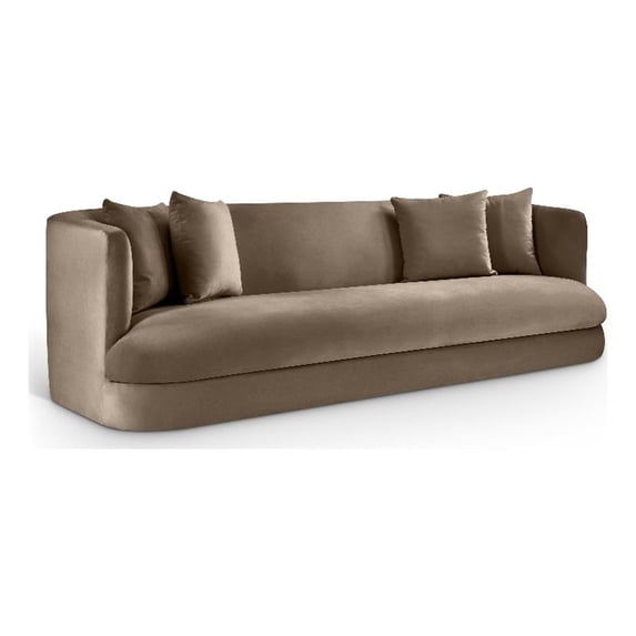 Bowery Hill Contemporary Solid Wood Frame Taupe Durable Velvet Sofa