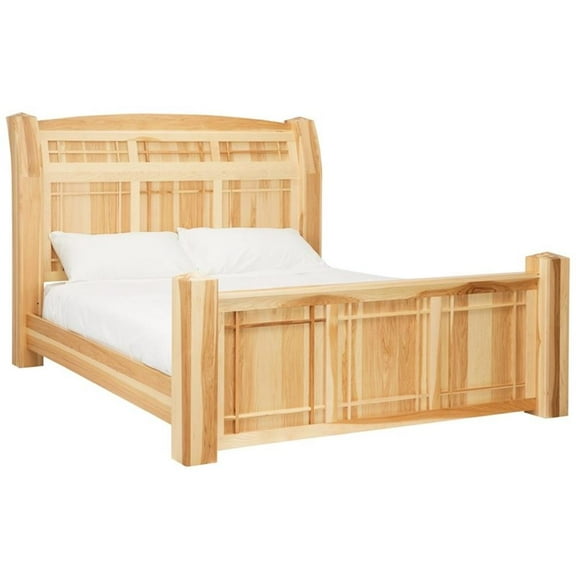Bowery Hill Contemporary Solid Wood King Arch Panel Bed in Natural