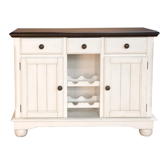 Bowery Hill Contemporary Solid Wood Server in Chalk-Cocoa Bean