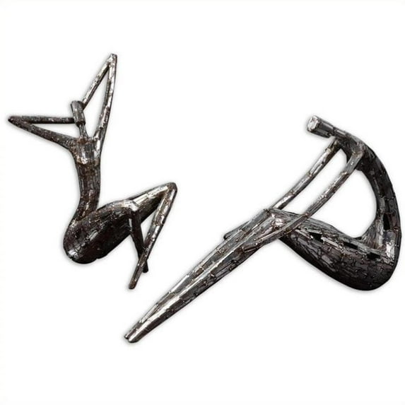 Bowery Hill Contemporary Statues in Antique Silver (Set of 2)