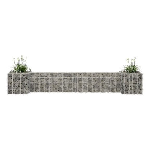 Bowery Hill Contemporary Steel Wire Gabion Planter in Silver