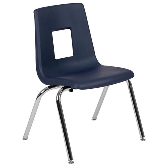 Bowery Hill Contemporary Student Stack School Chair - 16-Inch In Navy