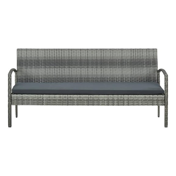 Bowery Hill Contemporary Synthetic Poly Rattan 3-Seater Patio Sofa in Gray