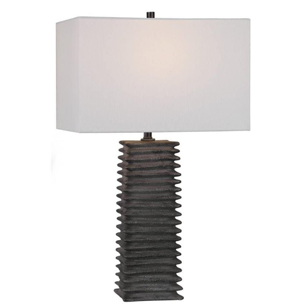 Bowery Hill Contemporary Table Lamp in Metallic Charcoal