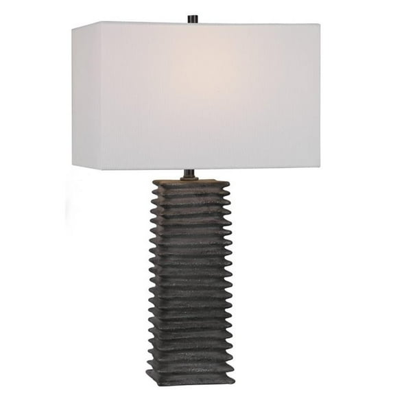 Bowery Hill Contemporary Table Lamp in Metallic Charcoal