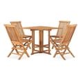 thumbnail image 1 of Bowery Hill Contemporary Teak Wood Medium Outdoor Dining Set in Natural, 1 of 12