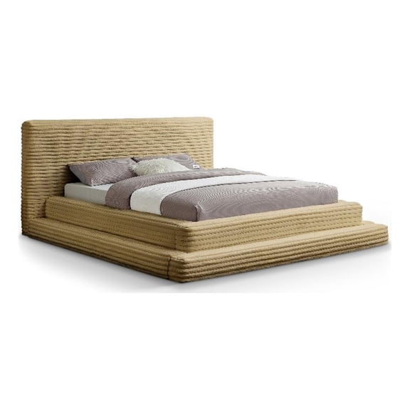 Bowery Hill Contemporary Textured Soft Camel Corduroy King Bed