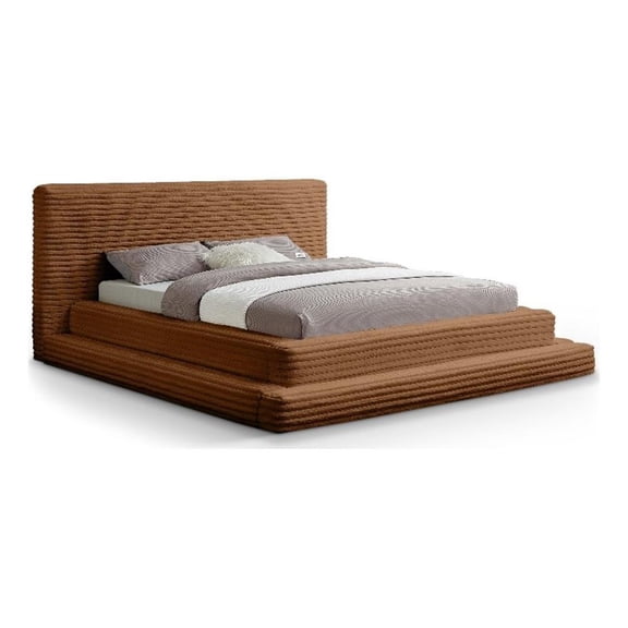 Bowery Hill Contemporary Textured Soft Saddle Corduroy King Bed