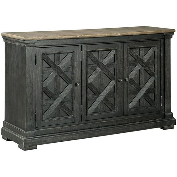 Bowery Hill Contemporary Three Door Server in Black and Gray