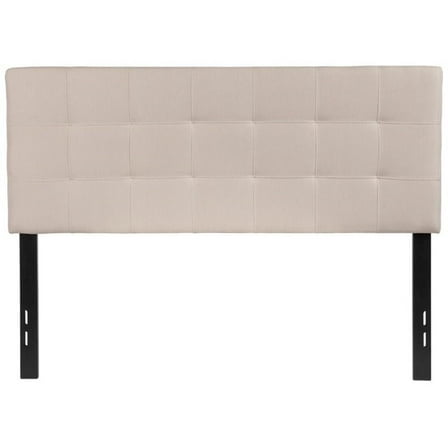 Bowery Hill Contemporary Tufted Full Panel Headboard in Beige