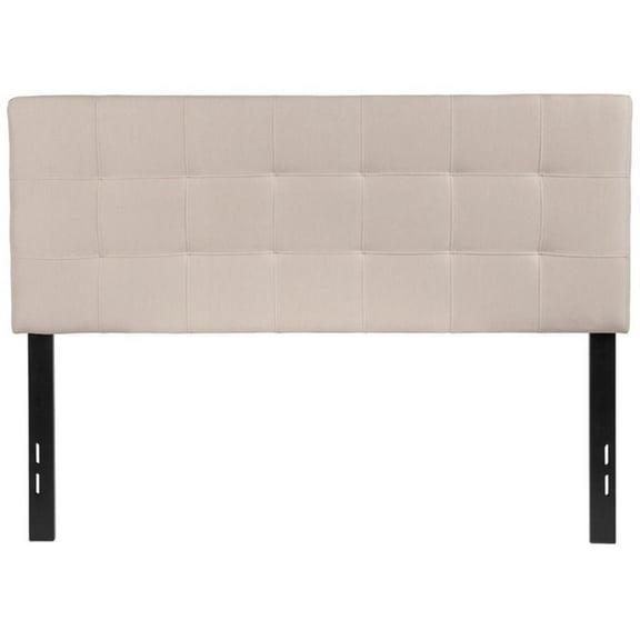 Bowery Hill Contemporary Tufted Full Panel Headboard in Beige