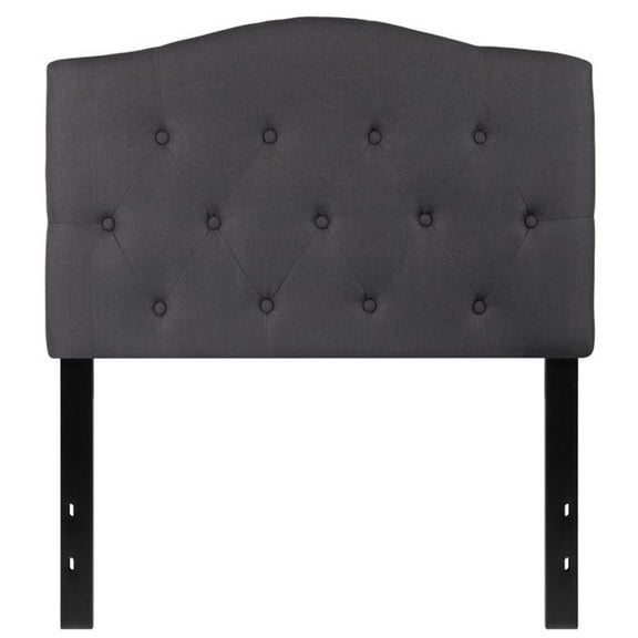 Bowery Hill Contemporary Tufted Twin Panel Headboard in Dark Gray