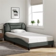 thumbnail image 1 of Bowery Hill Contemporary Twin Solid Pine Wood Bed Frame in Dark Grey, 1 of 8