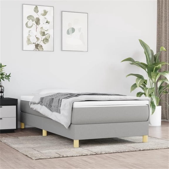 Bowery Hill Contemporary Twin XL Engineered Wood Bed Frame in Light Gray