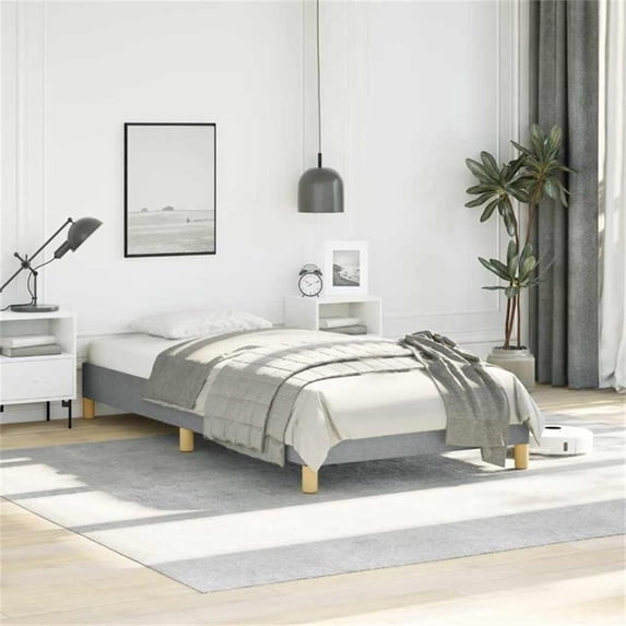 Bowery Hill Contemporary Twin XL Engineered Wood Bed Frame in Light Grey