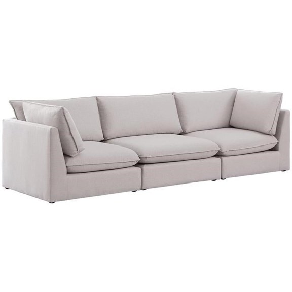 Bowery Hill Contemporary Upholstered Beige Durable Linen Textured Modular Sofa
