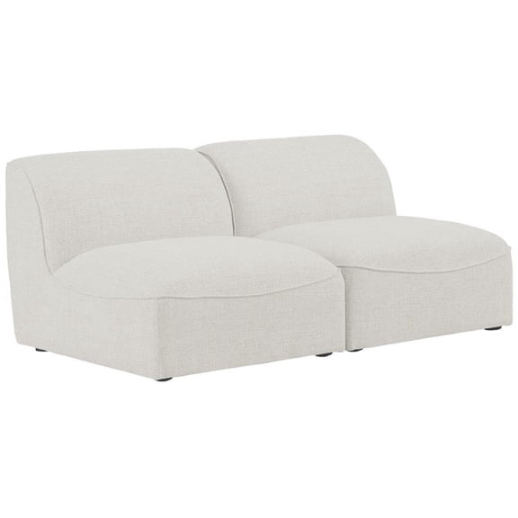 Bowery Hill Contemporary Upholstered Cream Durable Linen Textured Modular Sofa