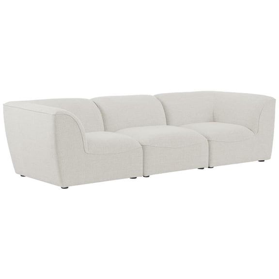 Bowery Hill Contemporary Upholstered Cream Durable Linen Textured Modular Sofa