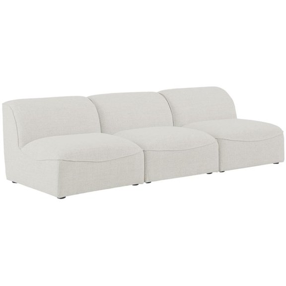 Bowery Hill Contemporary Upholstered Cream Durable Linen Textured Modular Sofa