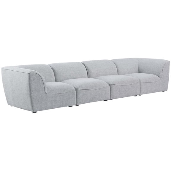 Bowery Hill Contemporary Upholstered Grey Durable Linen Textured Modular Sofa